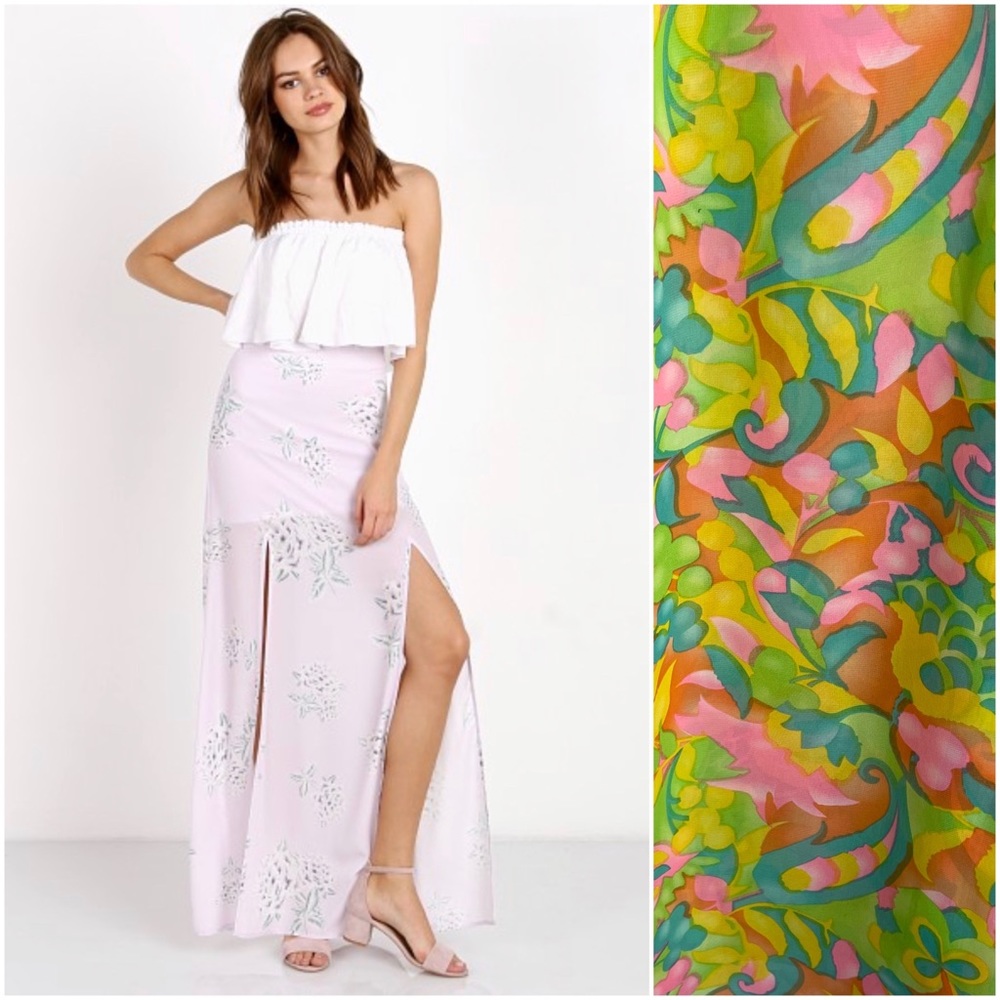 Show Me Your Mumu Mick Sheer Double Slit Maxi Skirt Size M